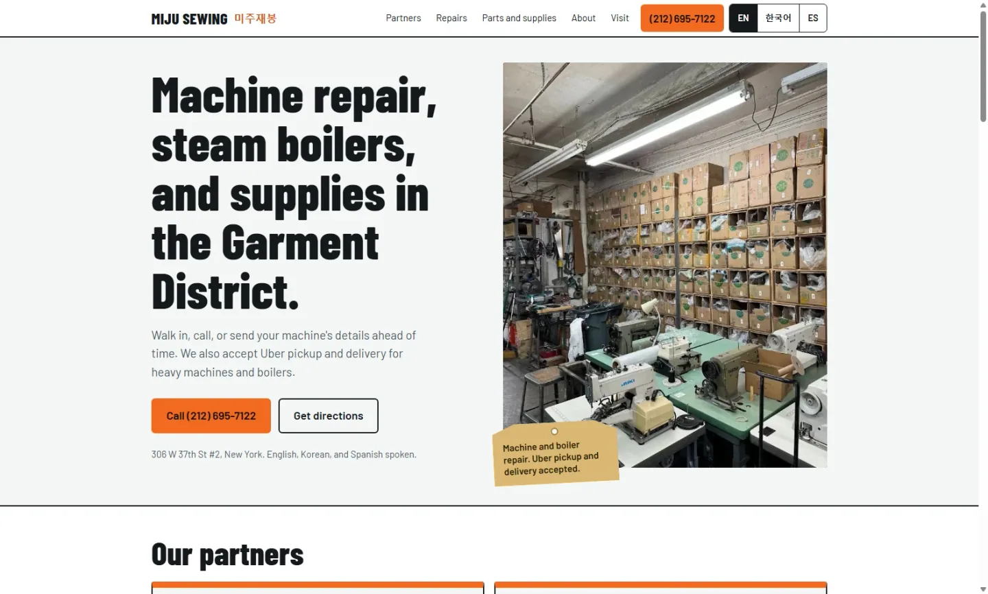 Screenshot of Miju Sewing, New website